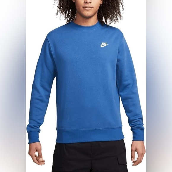 Nike Men’s Sportswear Club Crewneck Fleece Sweatshirt Royal Blue - Picture 1 of 6